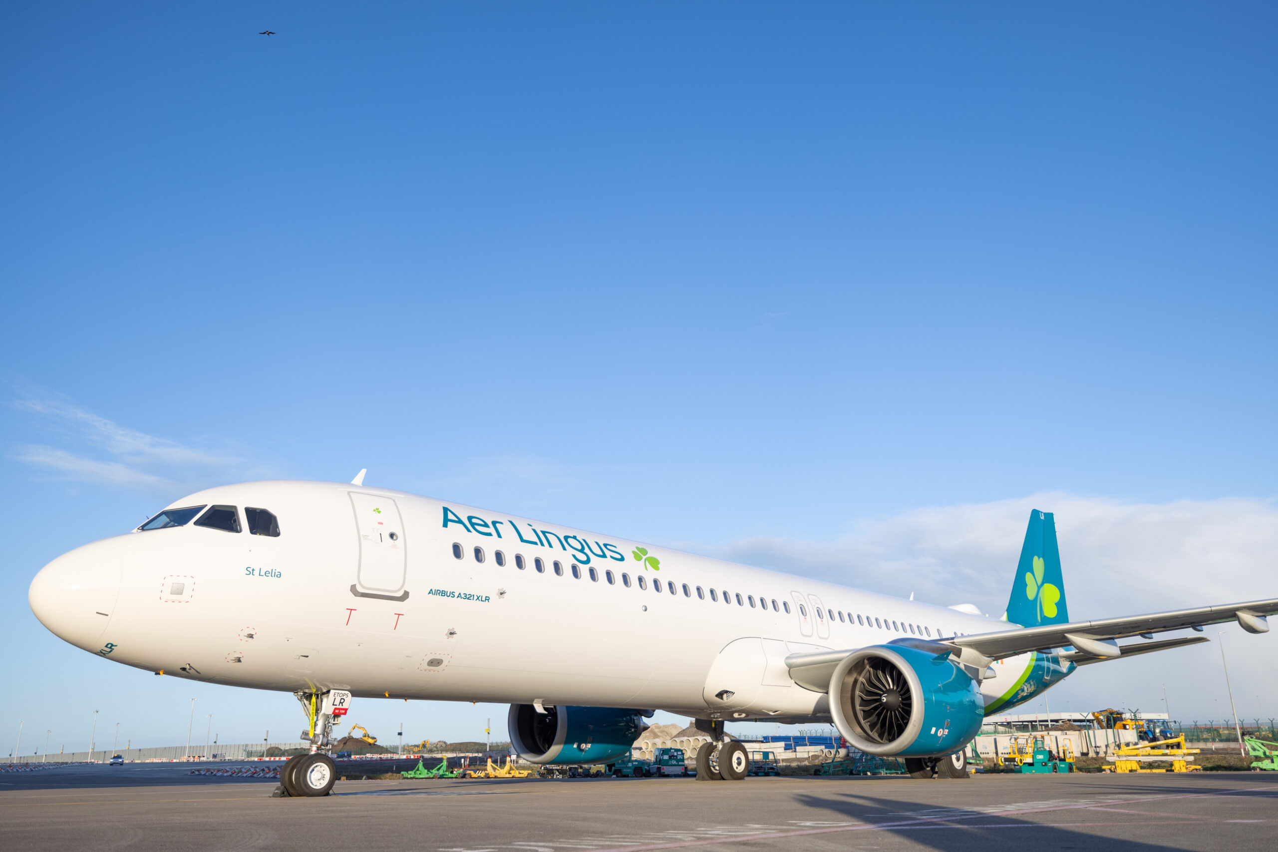 An Aer Lingus Airbus A321XLR on the airfield.