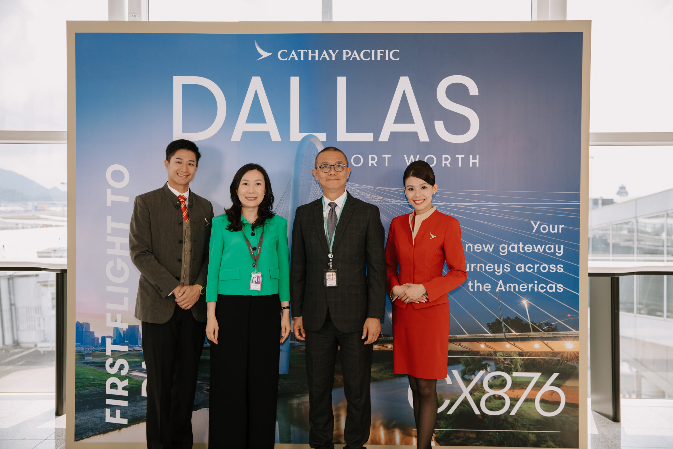 Cathay Pacific executive members celebrating the launch of the new Dallas direct flight. 