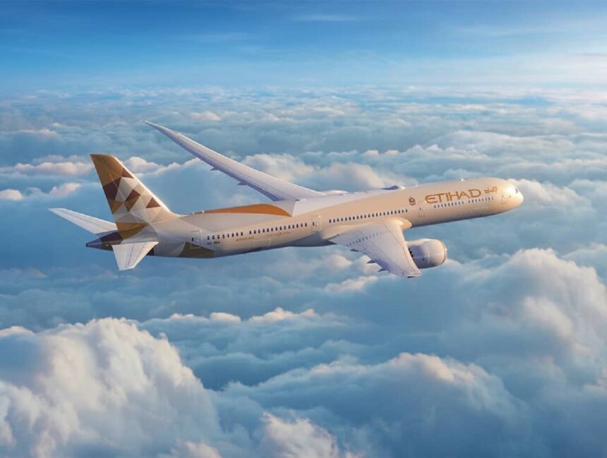 An Etihad Airways aircraft in flight