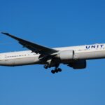 The United Airlines Boeing 777-300ER with the registration N2747U on approach to Frankfurt Airport