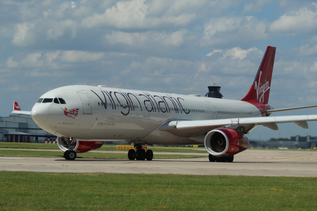 A Virgin Atlantic Airbus A330-343 at Manchester Airport