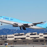 A Korean Air Boeing 747-400 taking off from Los Angeles International Airport (LAX)