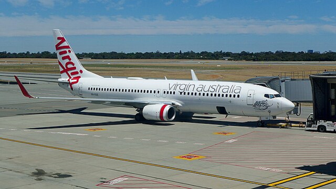 A Virgin Australia Boeing 737 on the ground at Perth Airport