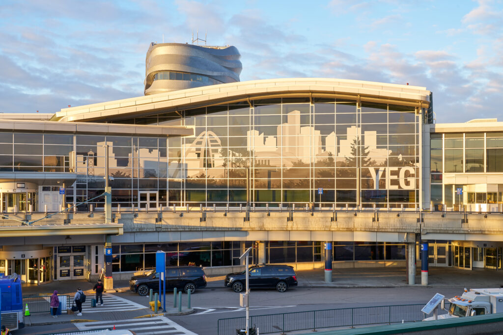 YEG Arrivals Roadway, exterior of building.