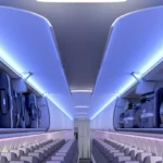 The Airbus A220 interior showcasing the new Airspace cabin.