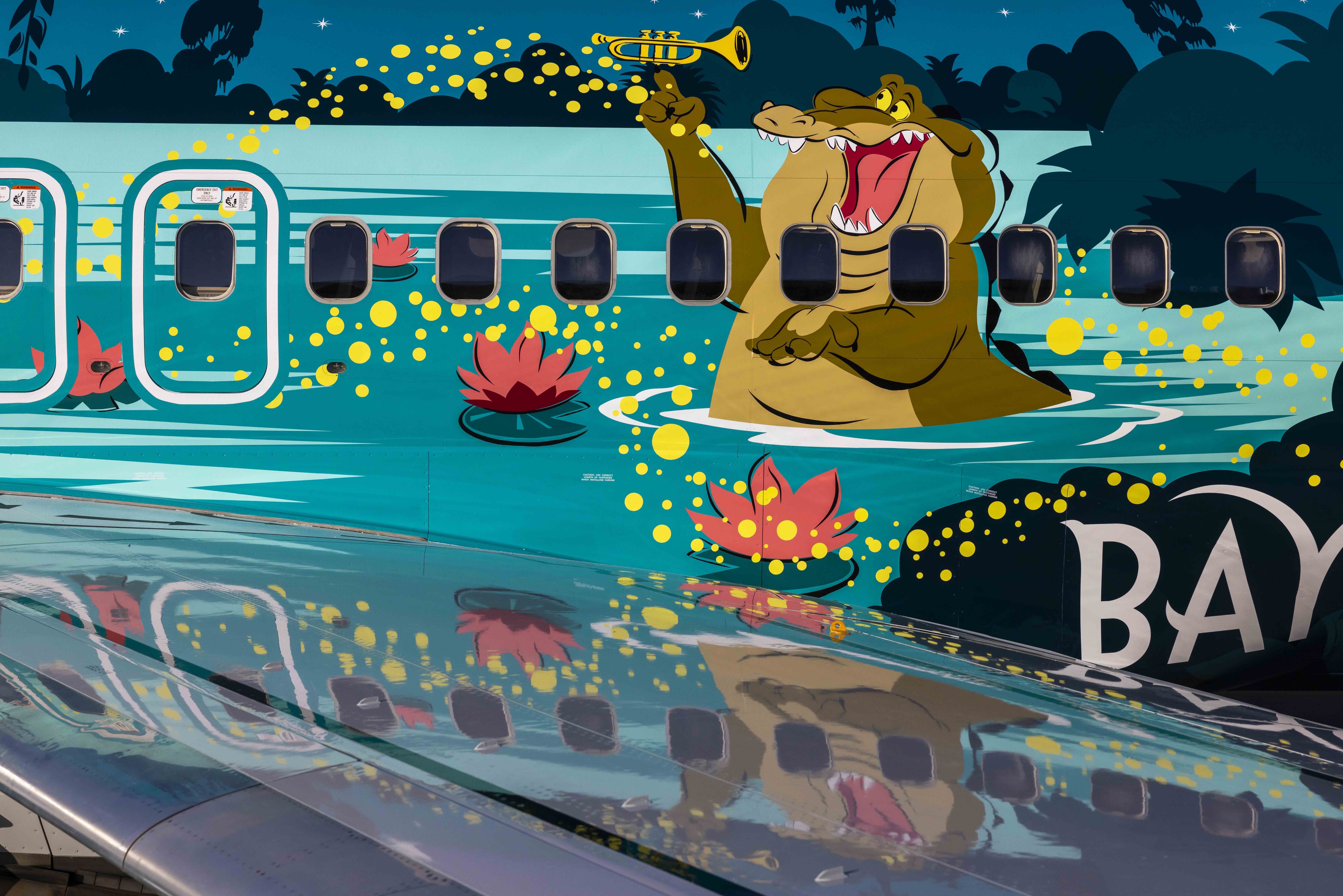 Details painted on the Tiana’s Bayou Adventure Flyer.