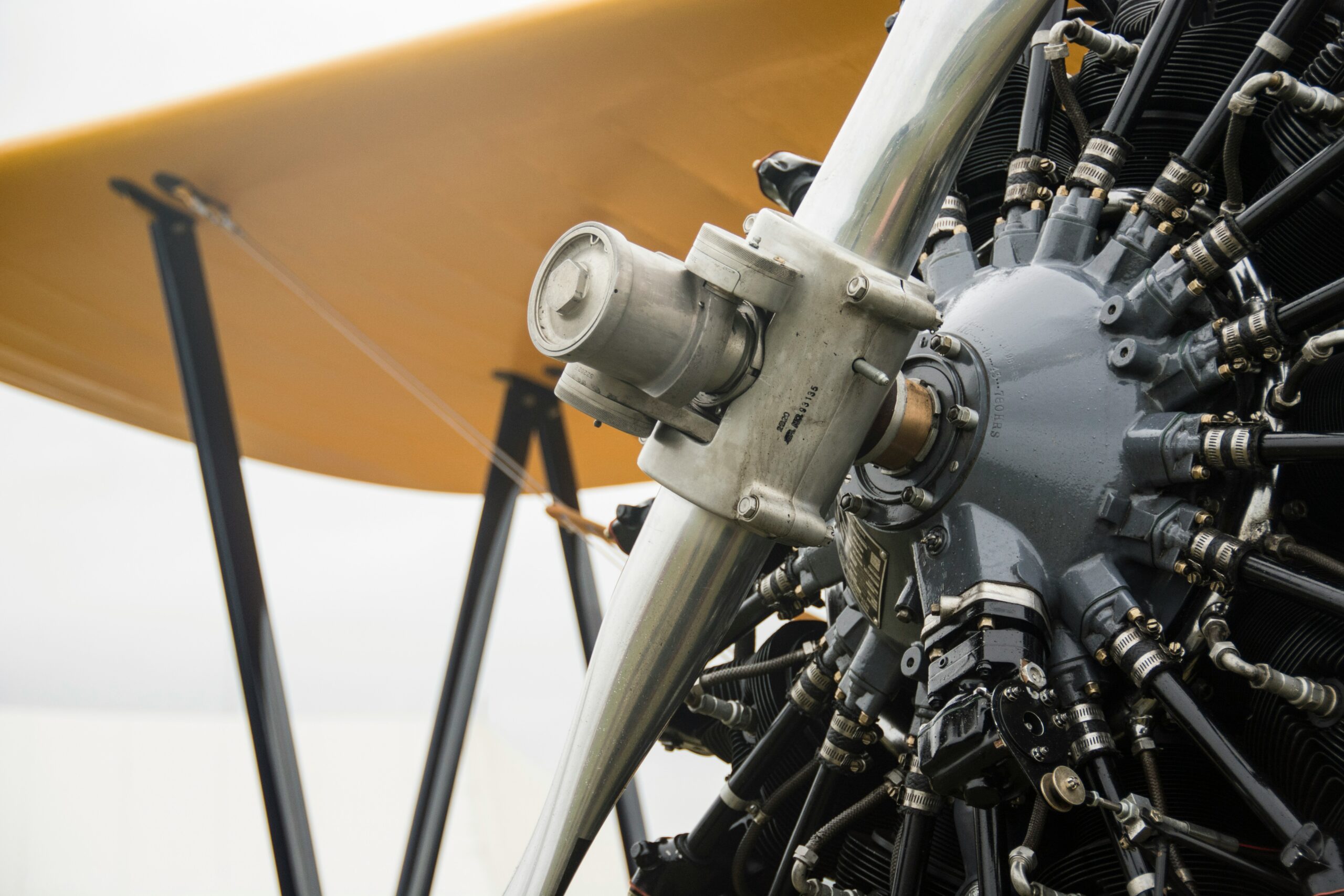 Close up view of an aeroplane engine