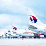Malaysia airline aircraft tails.