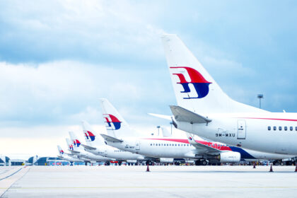 Malaysia airline aircraft tails.