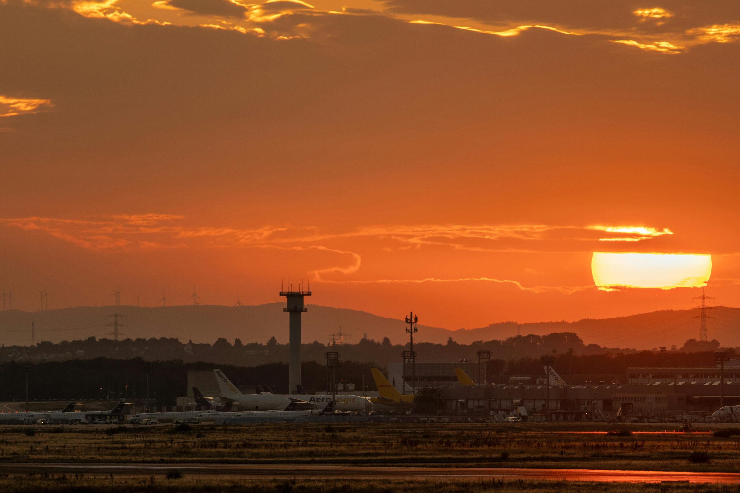 Airport at sunset