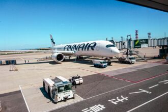 Finnair aircraft at Kansai International Airport (KIX), Osaka, Japan