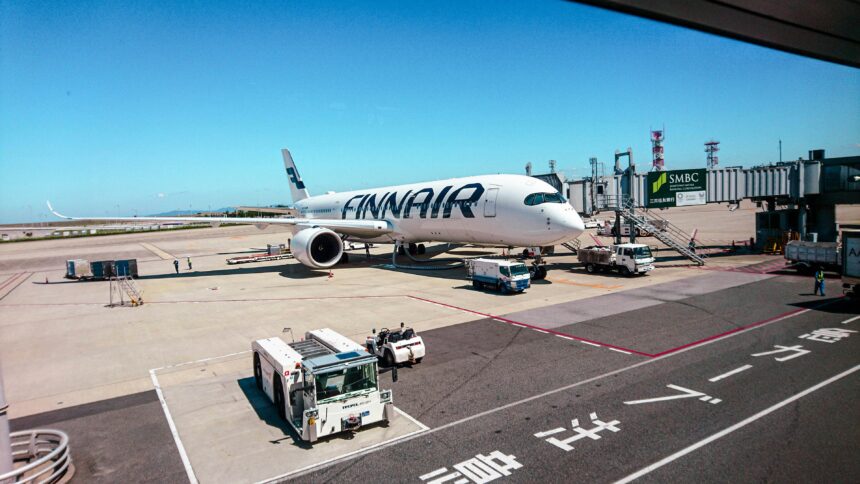 Finnair aircraft at Kansai International Airport (KIX), Osaka, Japan
