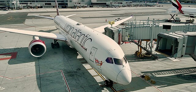 A Virgin Atlantic Boeing 787-9 aircraft at San Francisco airport.