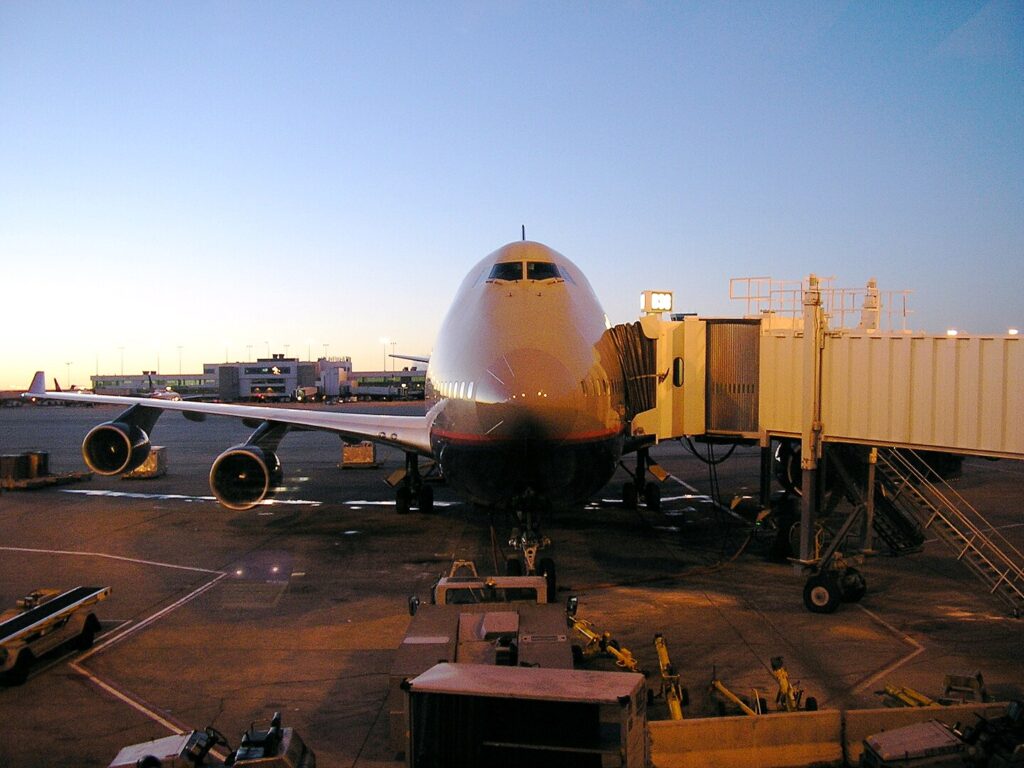A photo of United Airlines Boeing 747 at Denver International Airport