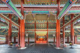 Geunjeongjeon Hall interior in Gyeongbokgung Palace, South Korea.