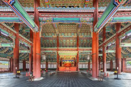 Geunjeongjeon Hall interior in Gyeongbokgung Palace, South Korea.