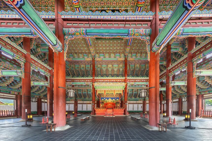 Geunjeongjeon Hall interior in Gyeongbokgung Palace, South Korea.