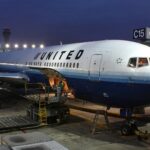 A photo of United Airlines Boeing 767-300 gets loaded at Chicago O'Hare