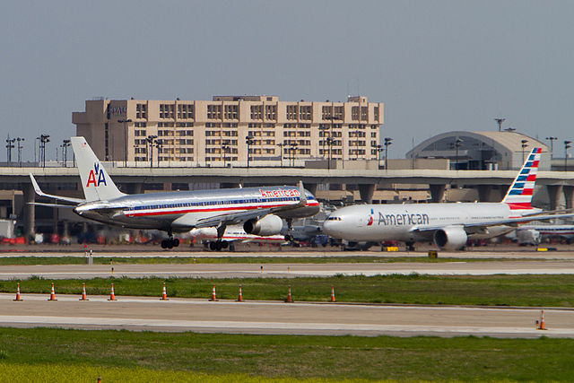 A photo of American Airlines planes at DFW Airport
