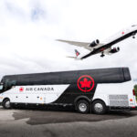Air Canada aircraft and The Landline Company motorcoach