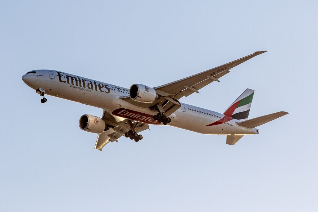 An Emirates Boeing 777.