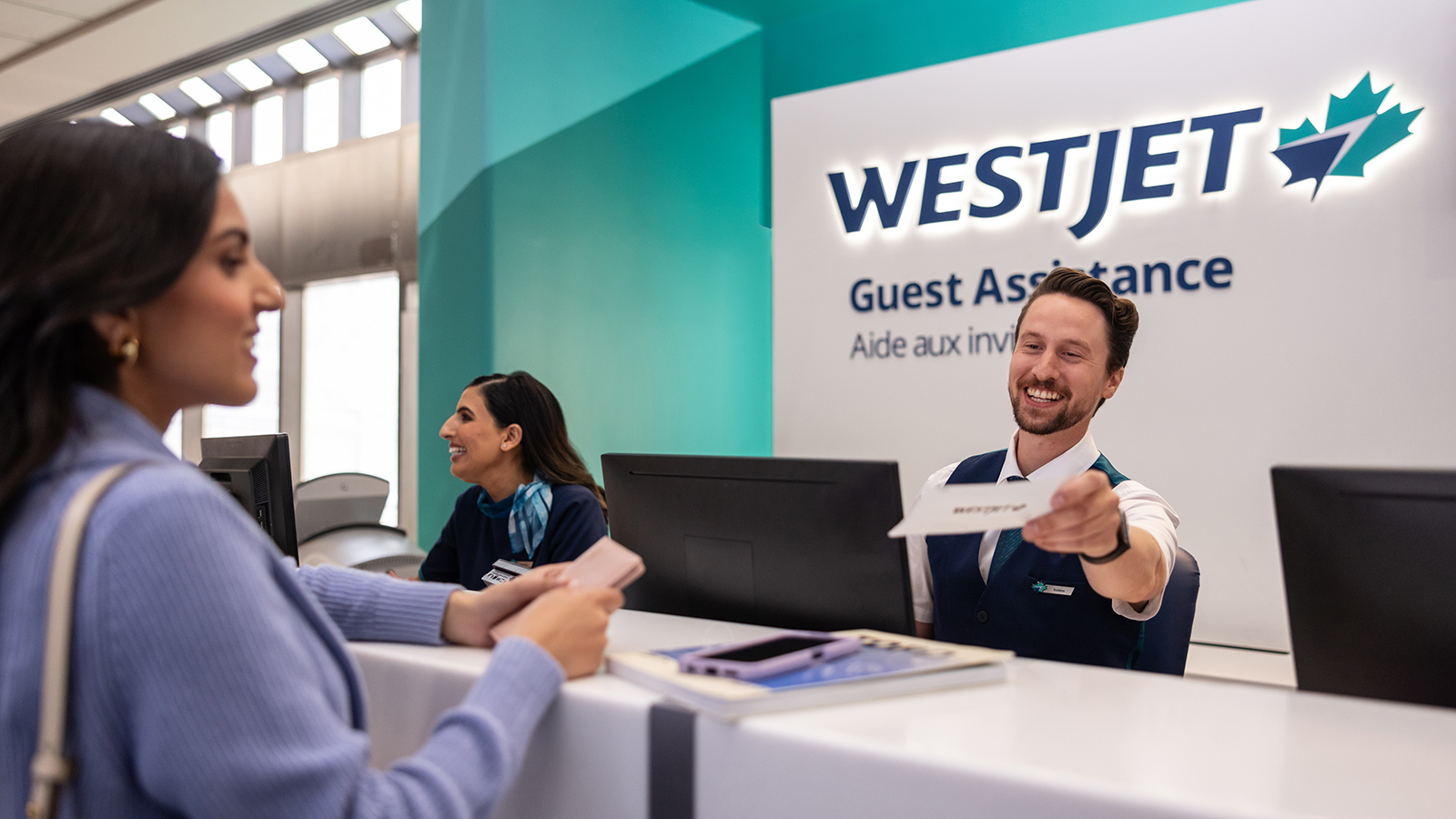 WestJet check-in stand