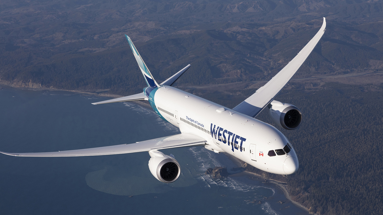 WestJet aircraft mid-air