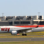 T'way Air Airbus A330-200 at Frankfurt Airport arriving from Seoul, Incheon Airport.