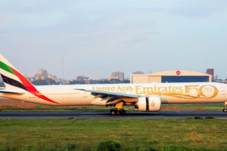 A commemorative livery Boeing 777 for Emirates
