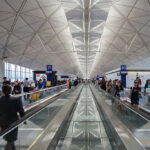 Hong Kong International Airport departure concourse.