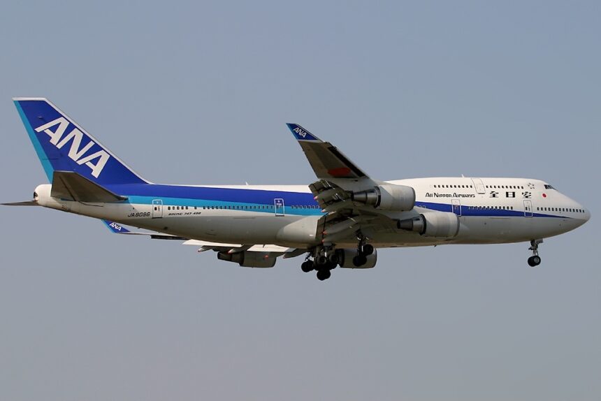 An image of an All Nippon Airways Boeing 747-481 aircraft.