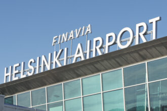 The exterior of Finavia Helsinki Airport - main signage.