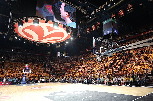Arena packed with supporters for a Turkish Airlines EuroLeague match