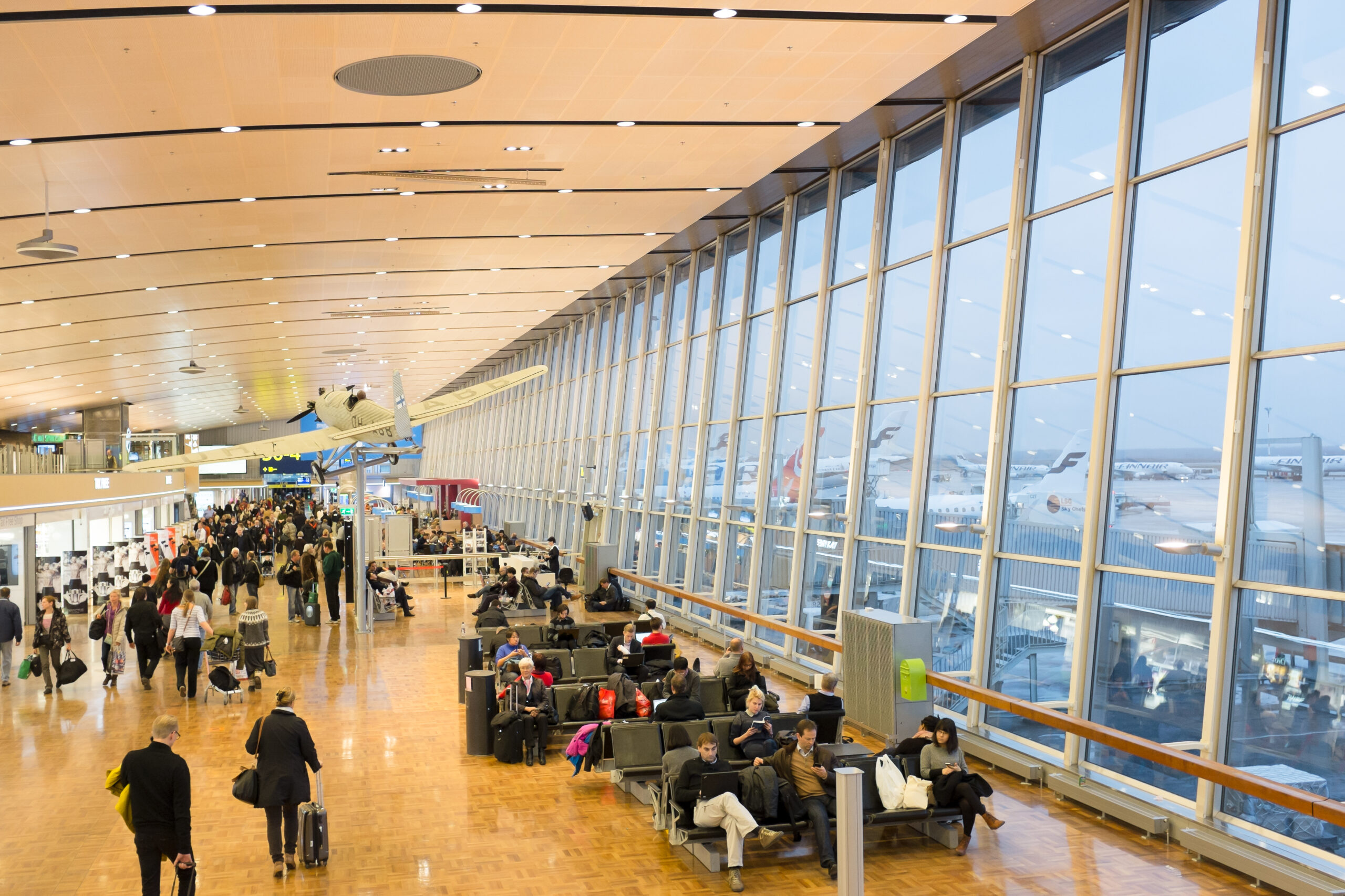An image of the concourse of Helsinki's Vantaa airport.