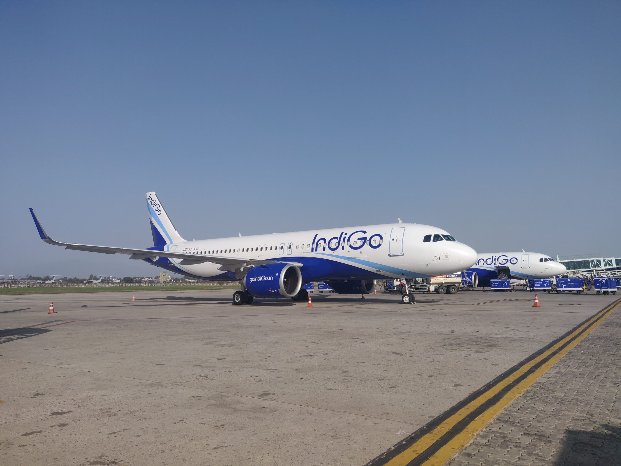IndiGo plane at Shaheed Bhagat Singh International Airport
