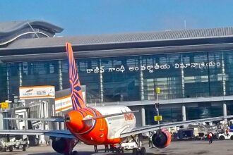 Indian Airlines Jet at Rajiv Ghandi AIrport