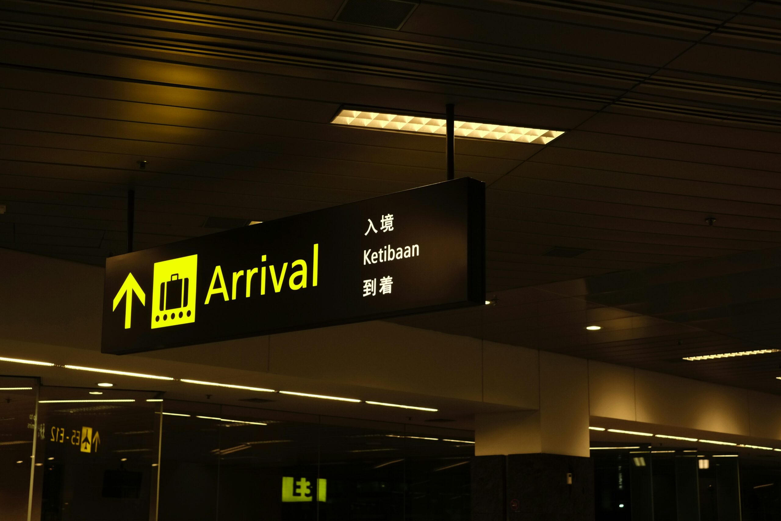 Arrival gate at airport to show international tourists arrival