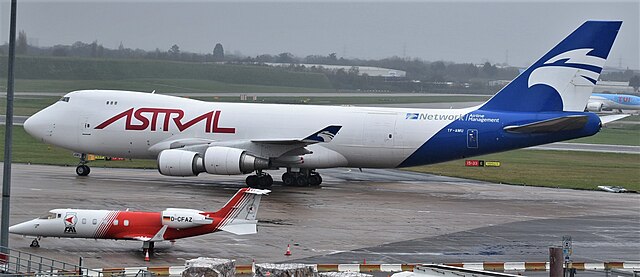 A photo of an Astral Aviation Cargo aircraft at Birmingham