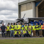 ZeroAvia's flight test and aircraft maintenance team celebration of 10th test flight of Dornier 228 testbed in July 2023.