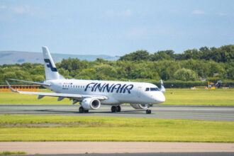 An image of a Finnair E190LR aircraft.