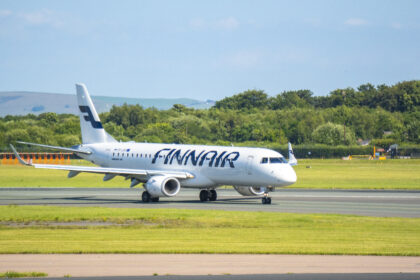 An image of a Finnair E190LR aircraft.