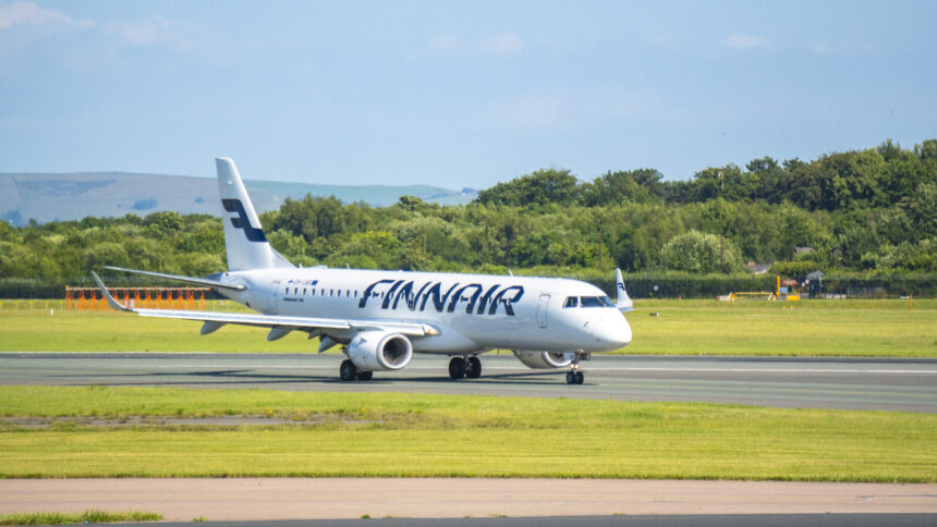 An image of a Finnair E190LR aircraft.