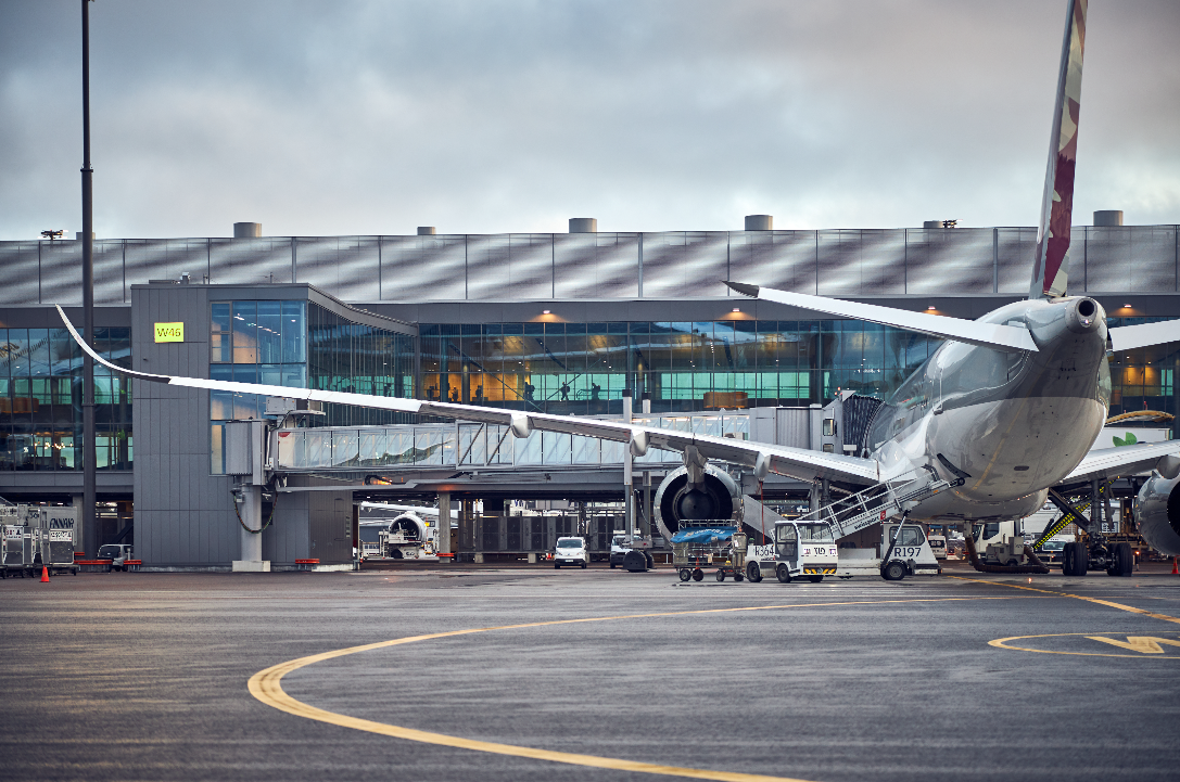 An aircraft on the grounds of Helsinki Airport.