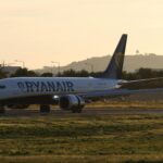 Ryanair aircraft on runway.