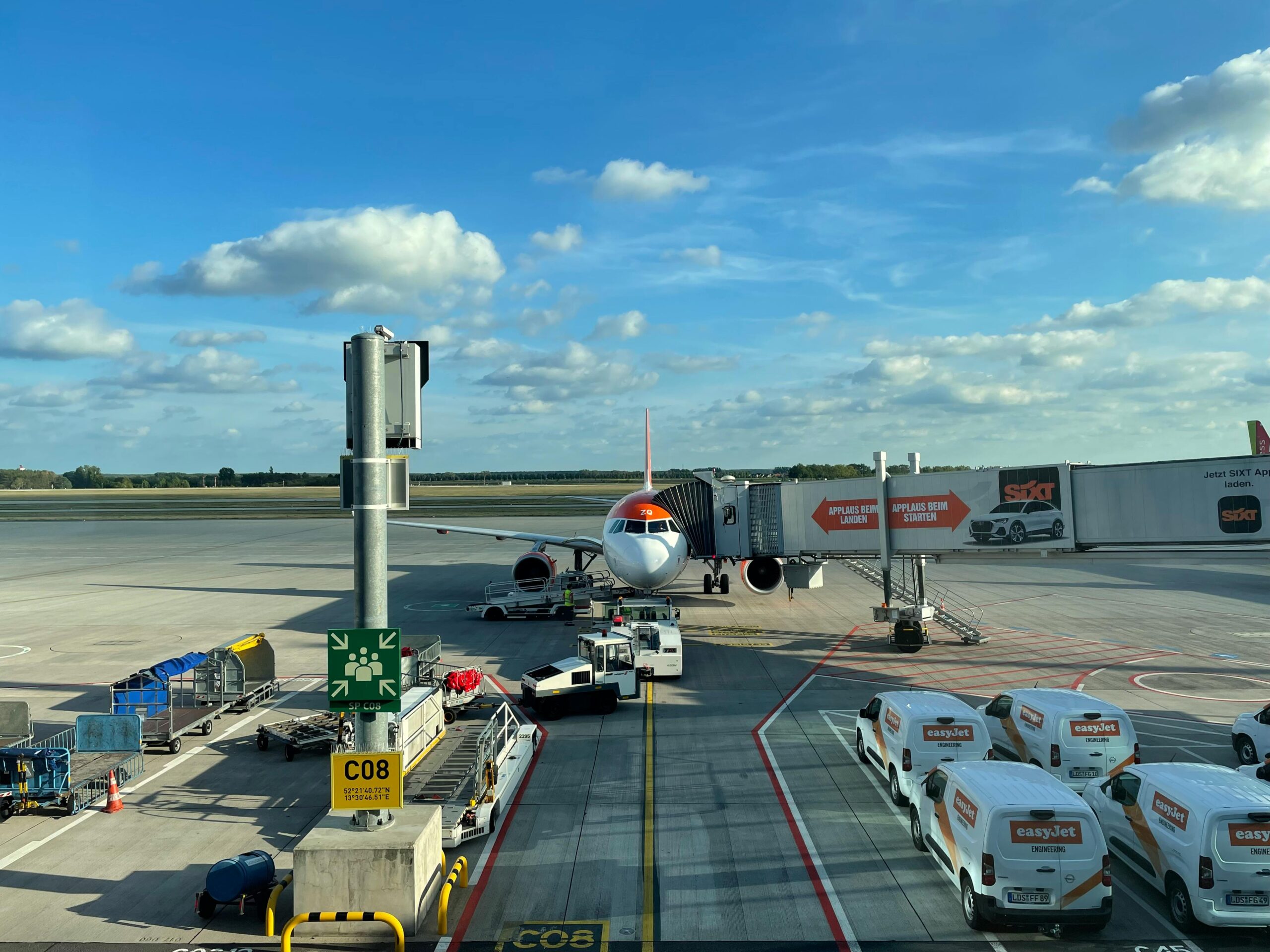 easyJet aircraft at gate