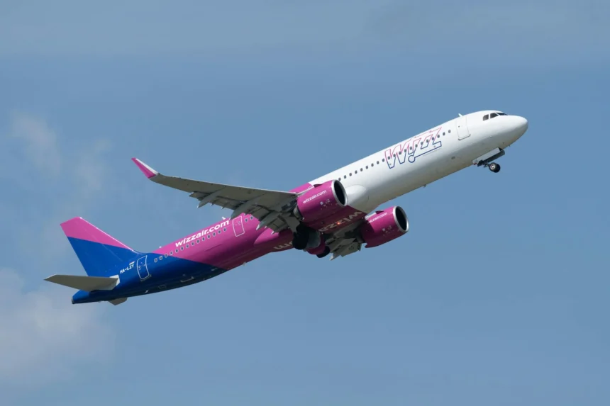 A photo of Wizz Air Aircraft mid-flight