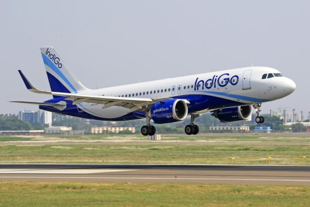 IndiGo aircraft taking off