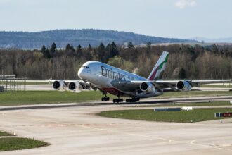 Emirates Aircraft taking off.