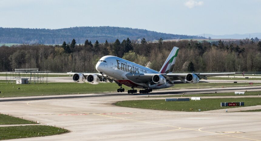 Emirates Aircraft taking off.