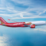 Vietjet's Airbus A330neo widebody aircraft flying in the air